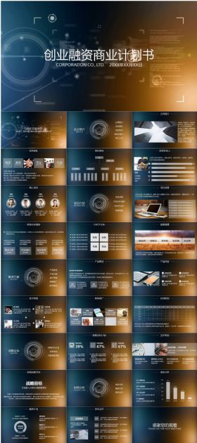 商业计划创业融资数字信息动画PPT模板