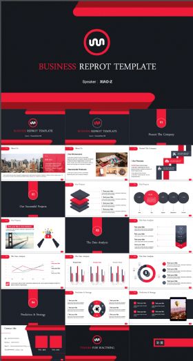 欧美红黑风商务通用动态PPT模板
