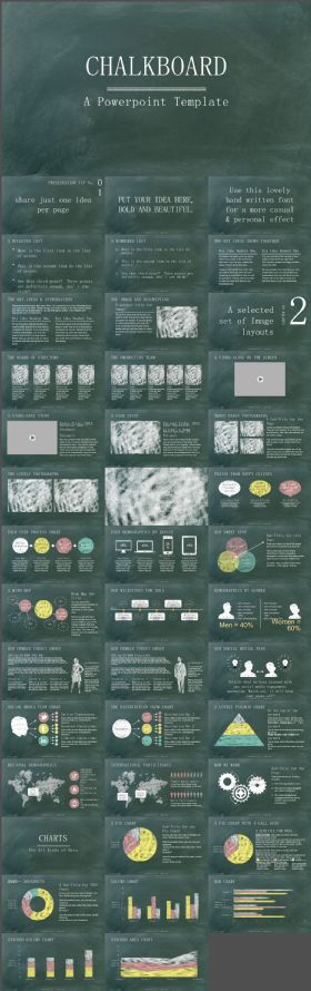 欧美粉笔黑板画风商务PPT模板