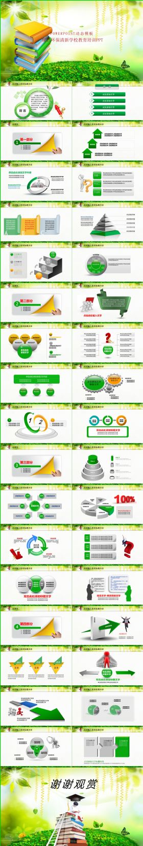 绿色环保清新自然学校教育教学培训PPT