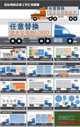 交通货运物流企业工作总结汇报会议动态PPT模版