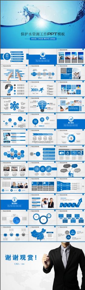 保护水资源节能低碳节约用水水之源PPT模板