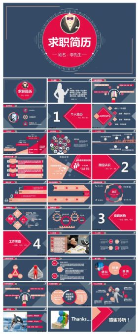 扁平化简约简洁大方时尚个人求职竞聘简历自我介绍自我评价动态PPT模板
