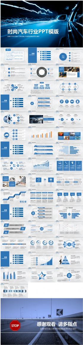 蓝色汽车产业通用PPT模版