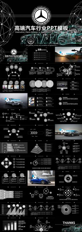  【极致设计】高端黑色奔驰汽车发布会工作会议报告座谈交流研讨通用动态PPT模板