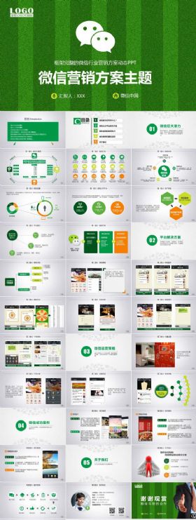 【极致设计】最新微信微营销行业解决方案互联网工作总结工作会议汇报新年计划动态PPT模板