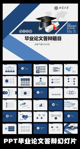 【极致设计】蓝色条纹毕业论文答辩课题总结汇报开题报告动态PPT模板