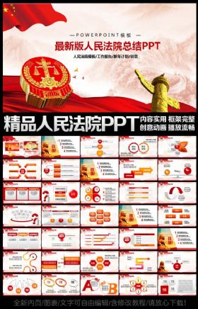 【极致设计】人民法院法庭公正公平法律工作总结工作汇报动态PPT模板