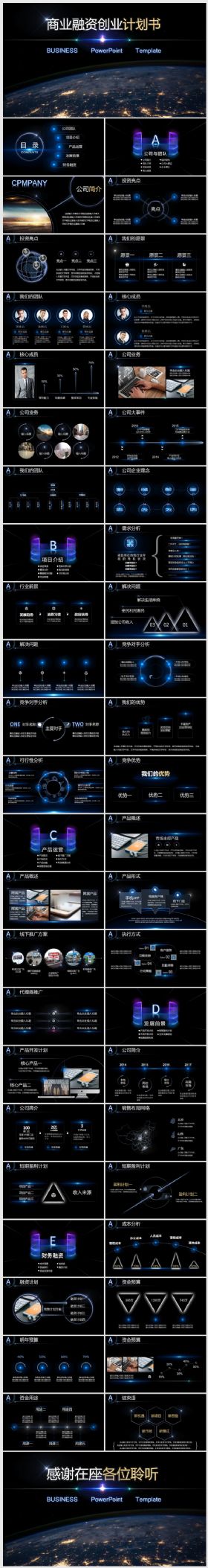 【极致设计】大气震撼星空科技IOS商务通用创业商业计划书融资计划动态PPT模板