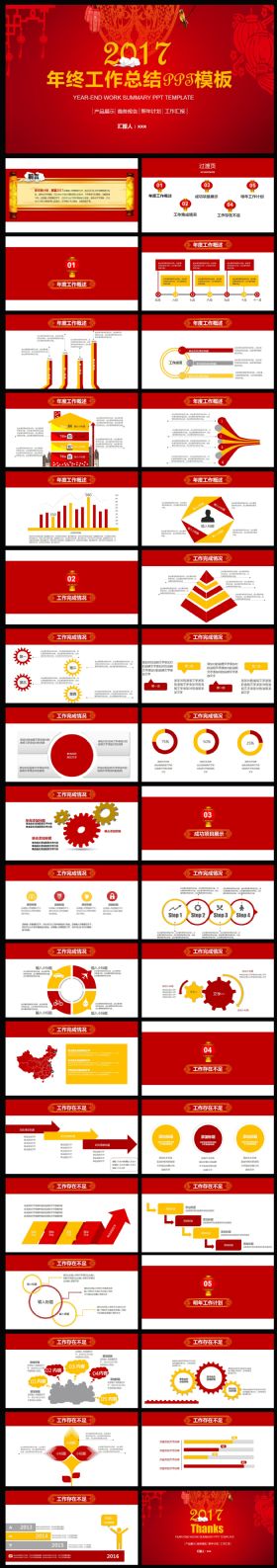 2017红色工作总结工作汇报PPT模板