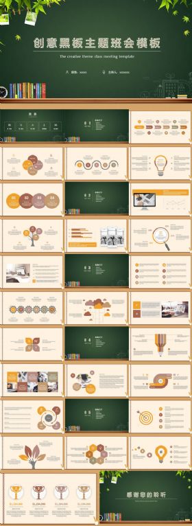 【极致设计】创意黑板主题班会家长会教育学校幼儿园活动主题动态PPT模版