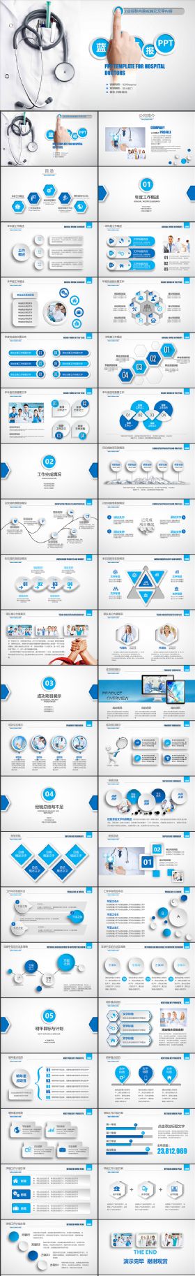 微立体医院医生医疗工作总结计划PPT模板