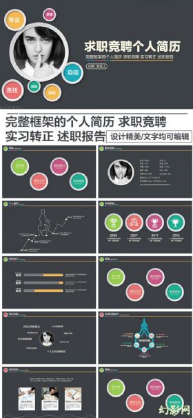 【极致设计】框架完整求职竞聘个人简历宣传动态PPT模板