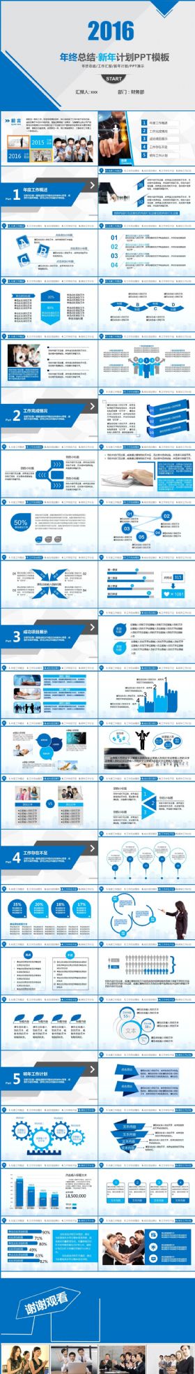 蓝色简洁大气2016年工作总结计划PPT