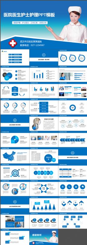 医院医生护士护理研究PPT模板