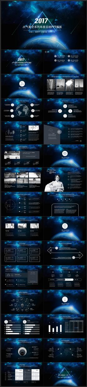 2017大气星空系列年度总结PPT模板