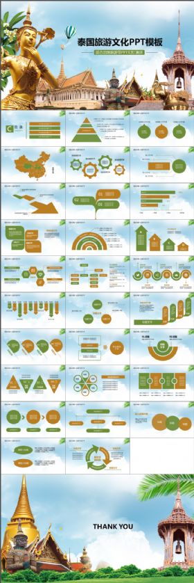 泰国旅游文化ppt动态模板含ps模板
