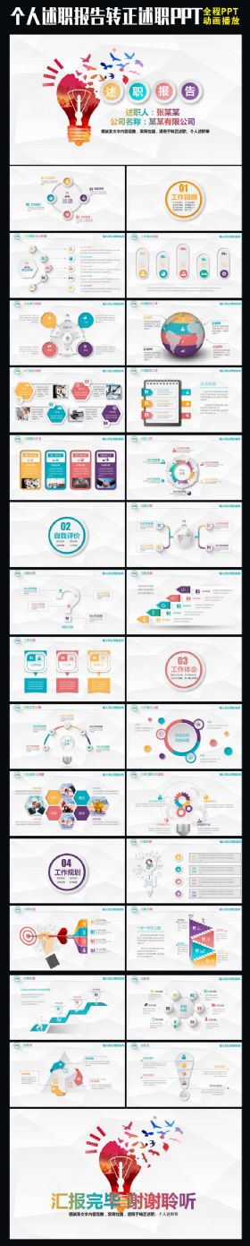 【极致设计】2017创意个人岗位竞选述职报告动态ppt模板