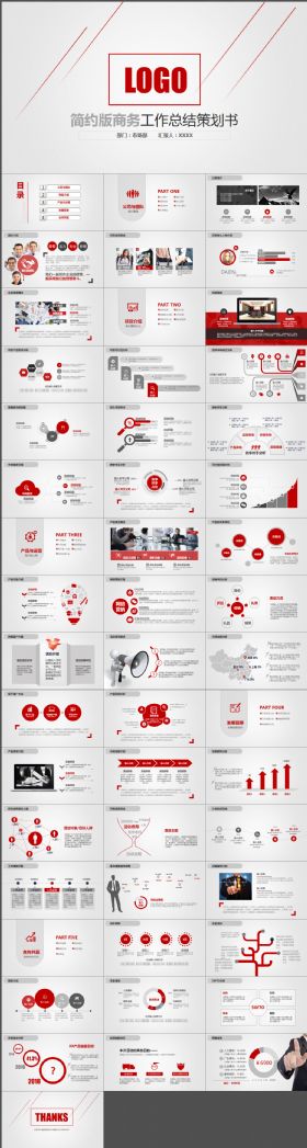 简约版商务年终总结PPT模板