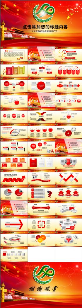 红色大气计划生育局政府工作计划PPT模板