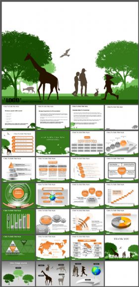 简约绿色环保公益生态文明PPT模板