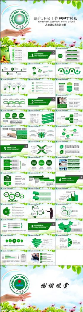 绿叶清新环保局政府年终总结计划PPT模板