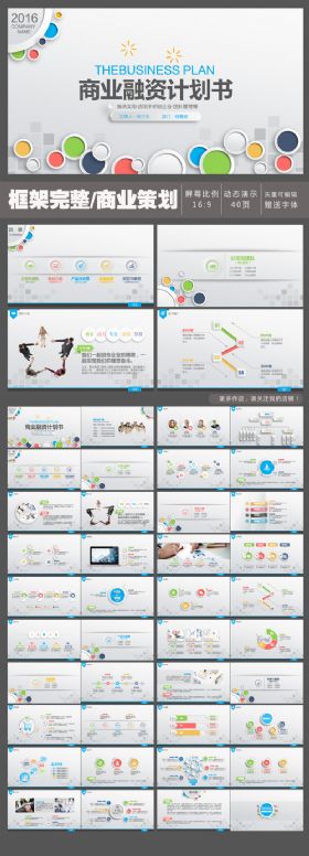 多彩微立体商业融资 创业计划书 企业宣传招商引资计划动态PPT模板