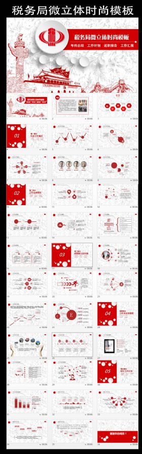 税务局地税税收时尚微立体PPT模板