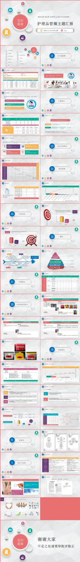 多彩微立体医学护理品管圈ppt成果汇报