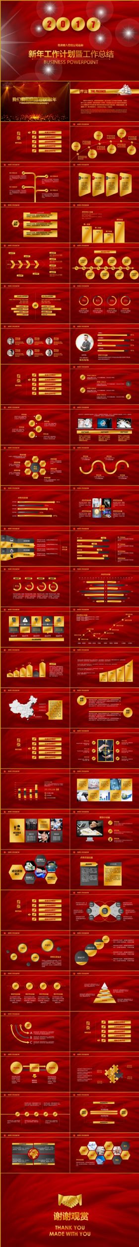 2017年红色大气年终总结ppt模板