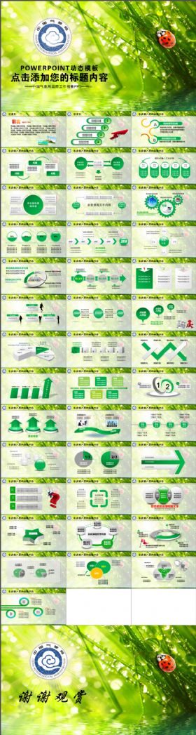 绿色清新中国气象局天气预报总结PPT模板