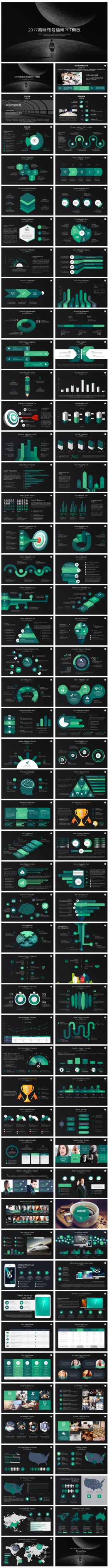 2017绿色高端商务图表PPt模板