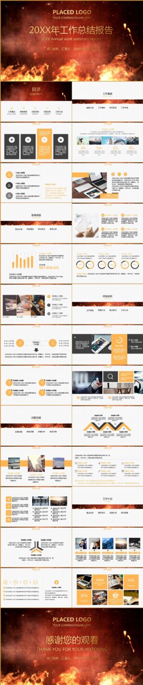 火焰视频公司年会年终工作总结PPT模板