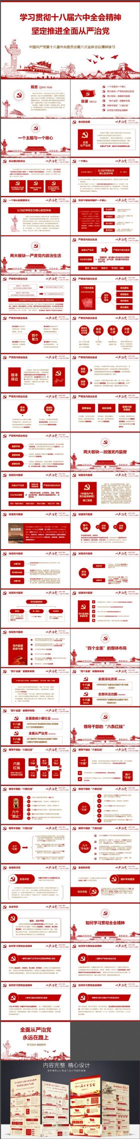 【极致设计】十八届六中全会全面从严治党精神学习动态PPT模板