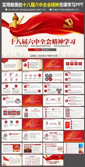 【极致设计】十八届六中全会党内监督条例政治生活动态PPT模板