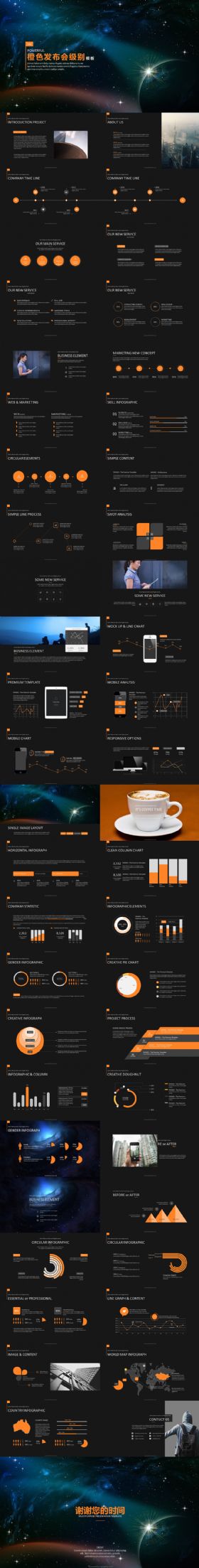 橙色企业发布会级别PPT模板