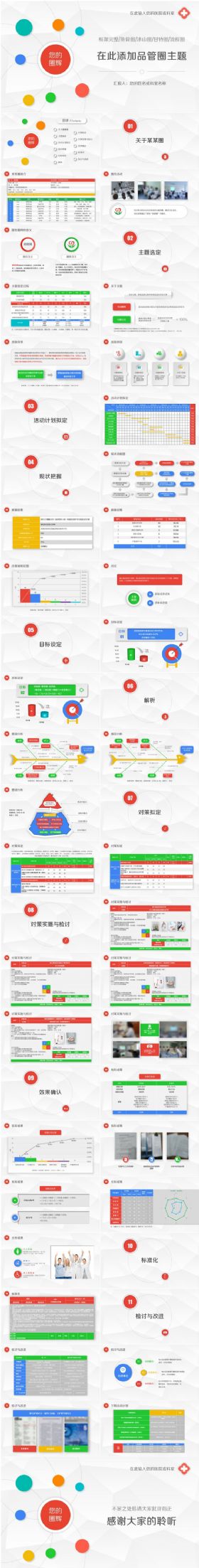 【极致设计】多彩微立体医学护理品管圈成果汇报动态ppt模板