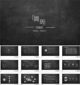 平面设计师黑板风简历竞聘面试自我介绍求职个人简介ppt模板