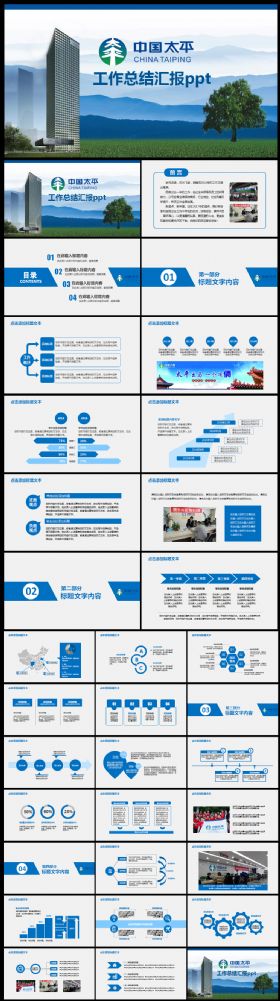 中国太平保险公司年度工作总结工作汇报PPT模板
