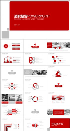 红色时尚述职报告PPT模板