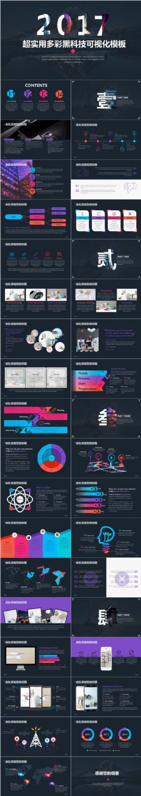 2017超实用多彩黑科技可视化工作总结工作汇报计划动态PPT模板
