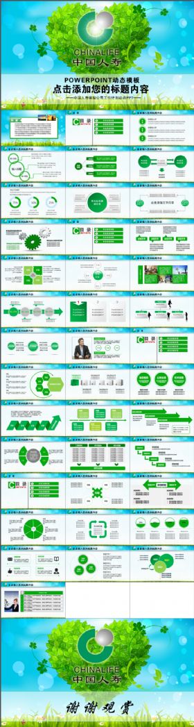 中国人寿保险公司人保寿险动态绿色PPT模板