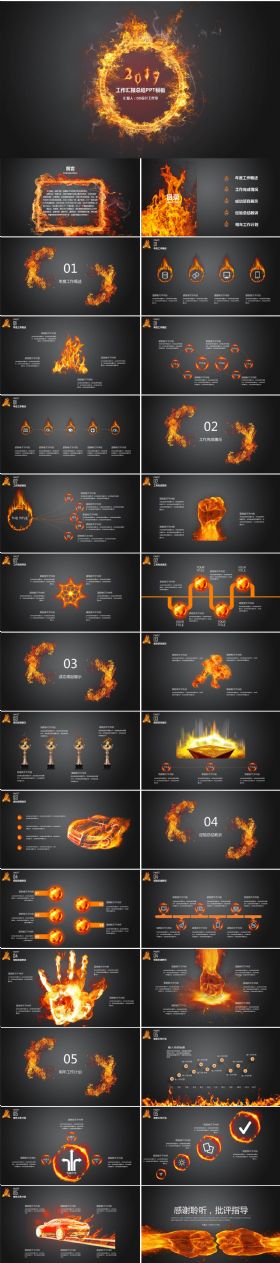 火力四射2017工作汇报总结PPT模板