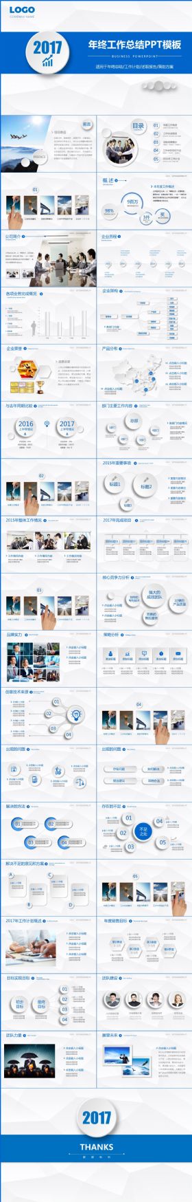 2017蓝色大气年终总结工作汇报PPT模板