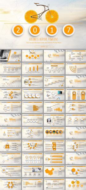橙色创业个性自行车工作总结ppt模板