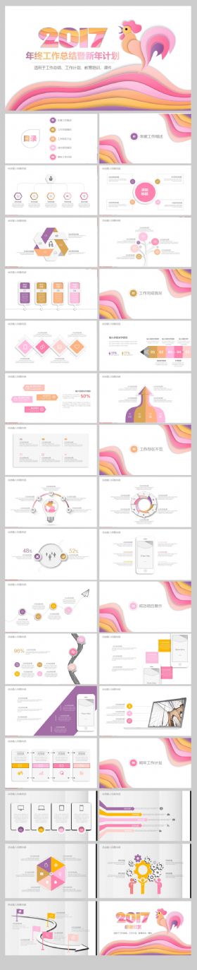 2017创意鸡年终汇报总结PPT模板