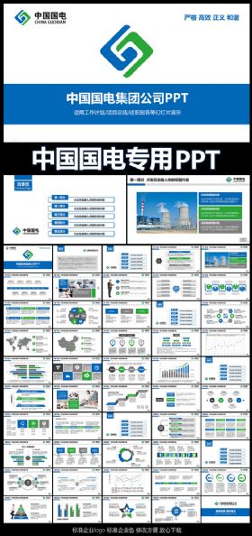 【极致设计】中国国电集团工作总结工作汇报计划动态PPT模板