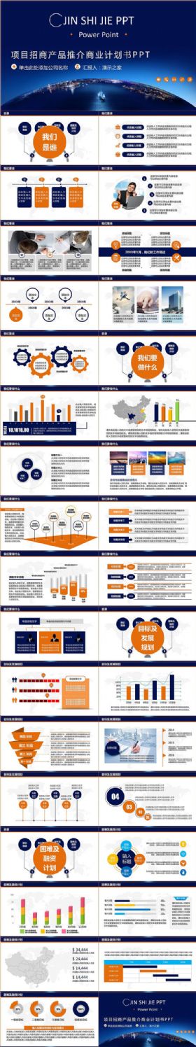 框架完整项目招商产品推介商业创业计划书动态通用PPT模板