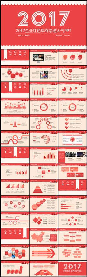 2017简约红色大气年终总结部门报告PPT