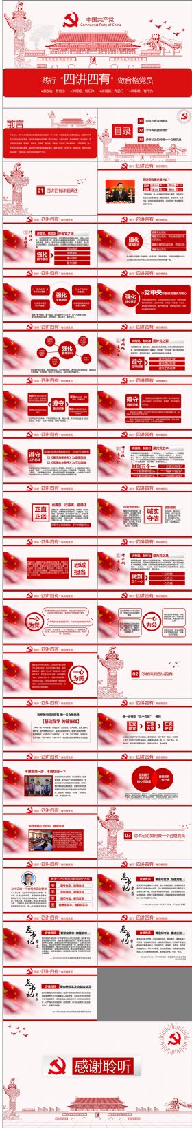 简洁大气四讲四有合格党员专题学习PPT